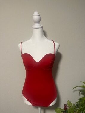 Express Red Sweetheart Bandeau Bodysuit